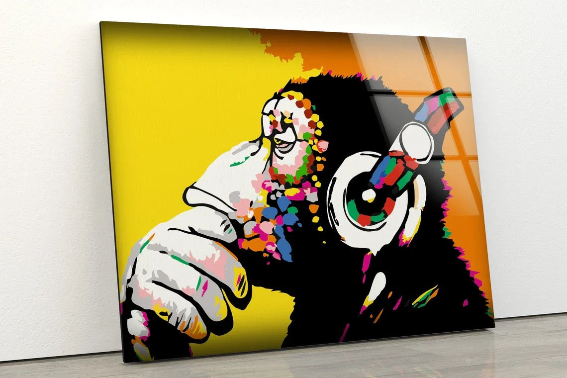 MONKEY WITH EARPHONES COLORFUL