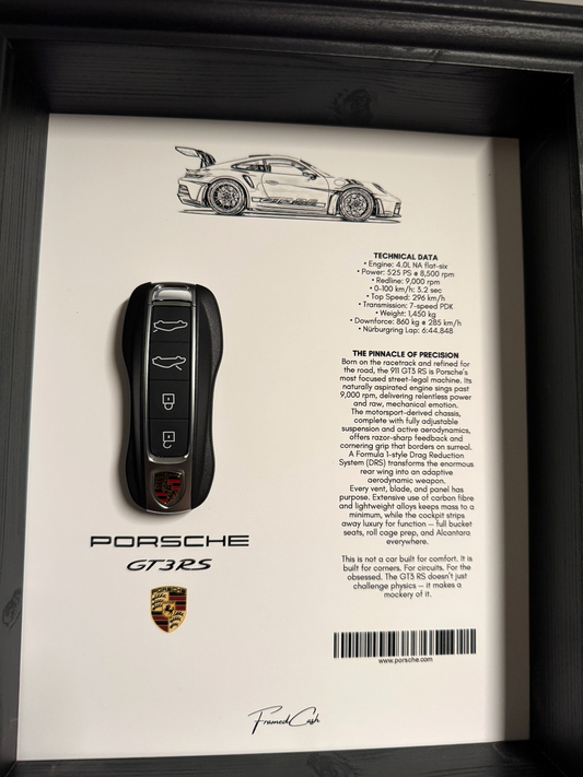 PORSCHE GT3 RS CAR KEY FRAME BY FRAMEDCASH | COLLECTOR’S EDITION |