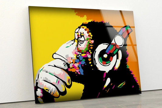 MONKEY WITH EARPHONES COLORFUL