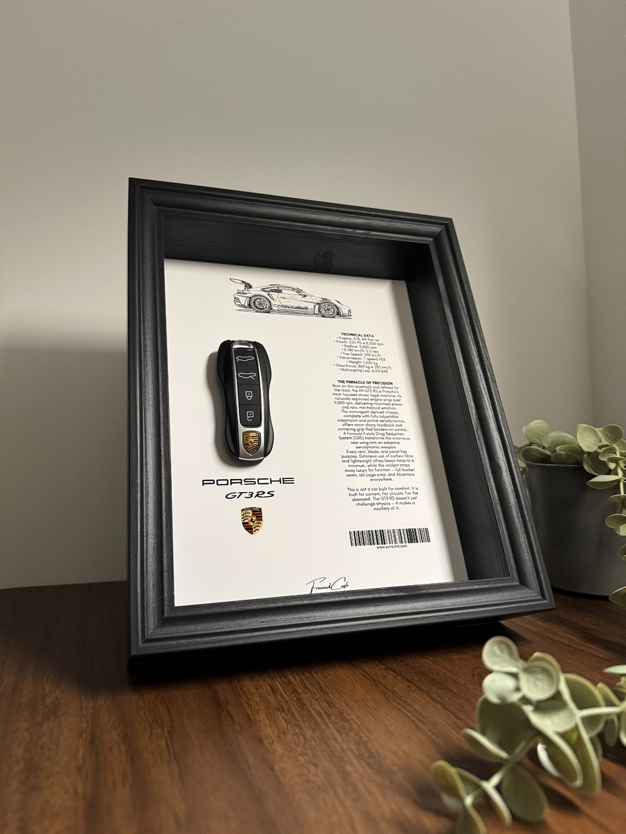 PORSCHE GT3 RS CAR KEY FRAME BY FRAMEDCASH | COLLECTOR’S EDITION |